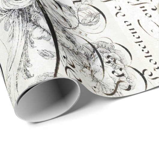 Floral Bee Script Wrapping Paper Cadeaupapier (Rol Hoek)