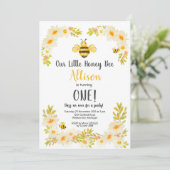 Floral Bee Verjaardag Uitnodiging (Staand voorkant)
