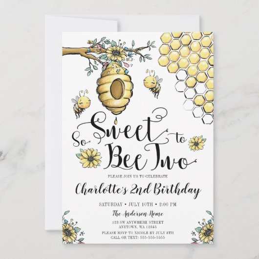 Floral Beehive Honey bee 2e verjaardag Kaart (Voorkant)