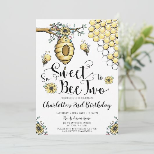 Floral Beehive Honey bee 2e verjaardag Kaart (Staand voorkant)