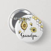 Floral Beehive Honey Bee Baby shower Grandpa Ronde Button 5,7 Cm (Voorkant /achterkant)