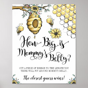 Floral Beehive Honey Bee Belly Game Poster