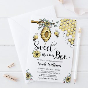 Floral Beehive Honey Bee Girl Baby shower Kaart