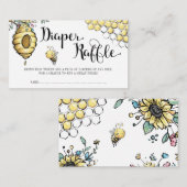 Floral Beehive Honey Bee Girl Diaper Raffle Informatiekaartje (Voorkant / Achterkant)