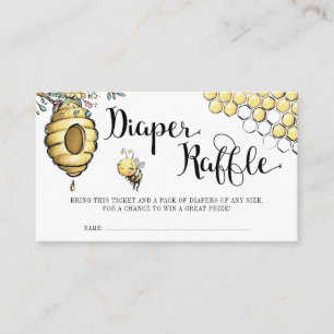 Floral Beehive Honey Bee Girl Diaper Raffle Informatiekaartje