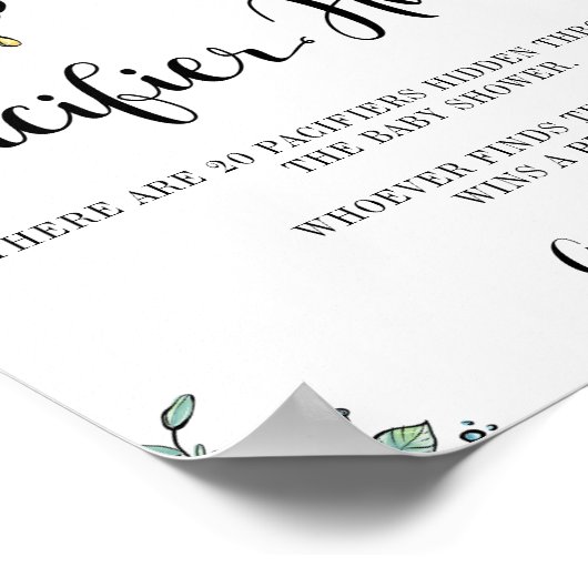 Floral Beehive Honey Bee Pacifier Hunt Poster (Hoek)