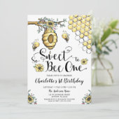 Floral Beehive Honey So Sweet Bee 1e verjaardag Kaart (Staand voorkant)