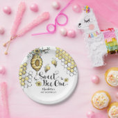 Floral Beehive Honey So Sweet Bee 1e verjaardag Papieren Bordje (Feest)