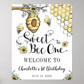 Floral Beehive Honey So Sweet Bee 1e verjaardag Poster (Voorkant)