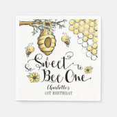 Floral Beehive Honey So Sweet Bee 1e verjaardag Servet (Voorkant)