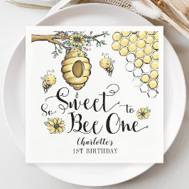 Floral Beehive Honey So Sweet Bee 1e verjaardag Servet