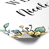 Floral Beehive Honey Sweet Bee Baby shower Welkom Poster (Hoek)