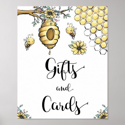 Floral Beehive Honey Sweet Bee Gifts & Cards Poster (Voorkant)