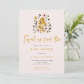 Floral Beehive Sweet As Can Bee Baby Shower Kaart (Staand voorkant)