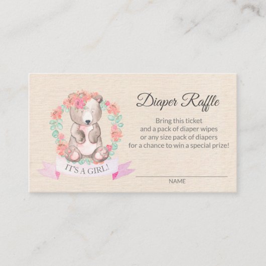 Floral Beer Baby shower Diaper Raffle Ticket (Voorkant)
