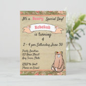 Floral Beer Birthday Uitnodiging (Staand voorkant)