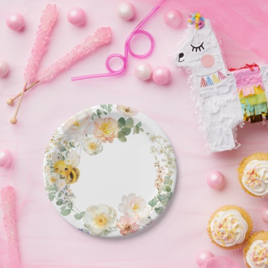 Floral Bees party borden Papieren Bordje (Feest)