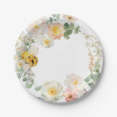 Floral Bees party borden Papieren Bordje (Voorkant)