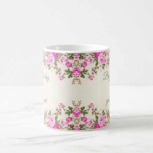 Floral "Begin elke dag met een dankbaar hart" Mok (Center)