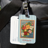 Floral Begonias Pink 1902 Seed Packet Blue Stripes Bagagelabel