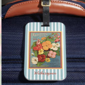 Floral Begonias Pink 1902 Seed Packet Blue Stripes Bagagelabel