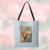 Floral Begonias Pink 1902 Seed Packet Blue Stripes Tote Bag