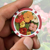 Floral Begonias Pink 1902 Seed Packet Red Teal Poker Chips