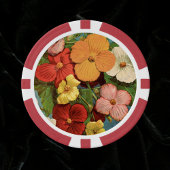 Floral Begonias Pink 1902 Seed Packet Red Teal Poker Chips