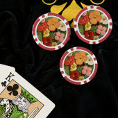 Floral Begonias Pink 1902 Seed Packet Red Teal Poker Chips