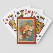 Floral Begonias Pink 1902 Seed Packet Red Teal Pokerkaarten (Achterkant)