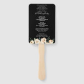 Floral Beige Blush Black Wedding Programme Handwaaier (Achterkant)