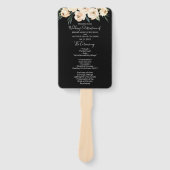 Floral Beige Blush Black Wedding Programme Handwaaier (Voorkant)