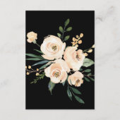 Floral Beige Blush Gold op Black Wedding Details Informatiekaartje (Achterkant)