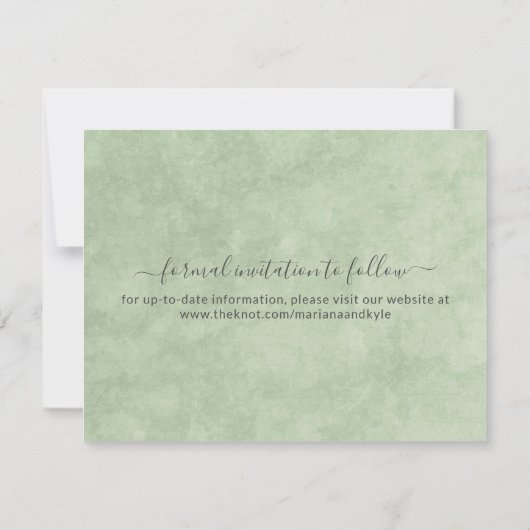 Floral Beige Blush Gold op Green Save the Date Aankondiging (Achterkant)