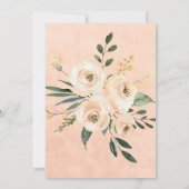 Floral Beige Blush Gold op roze bruiloft Kaart (Achterkant)