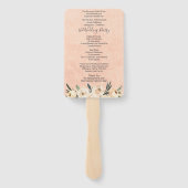 Floral Beige Blush Huwelijk Programma Handwaaier (Achterkant)