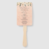 Floral Beige Blush Huwelijk Programma Handwaaier (Voorkant)