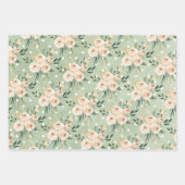 Floral Beige Blush on Green Wedding Inpakpapier Vel (Voorkant)