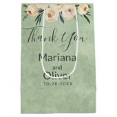 Floral Beige Blush on Green Wedding Medium Cadeauzakje (Achterkant)