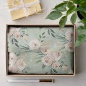 Floral Beige Blush on Green Wedding Tissuepapier (Geschenk)
