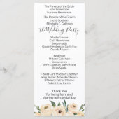 Floral Beige Blush on White Wedding Programme Programmakaart (Achterkant)