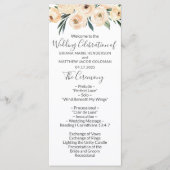Floral Beige Blush on White Wedding Programme Programmakaart (Voorkant)