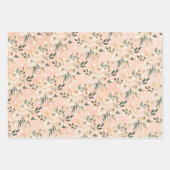 Floral Beige Blush op roze bruiloft Inpakpapier Vel (Voorkant)