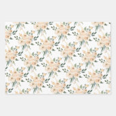Floral Beige Blush op White Wedding Inpakpapier Vel (Voorkant)