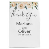 Floral Beige Blush op White Wedding Medium Cadeauzakje (Voorkant)