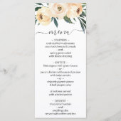Floral Beige Blush op White Wedding Menu (Voorkant)