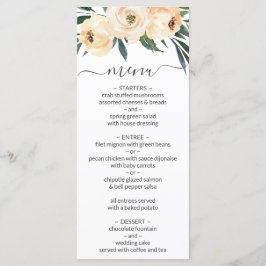 Floral Beige Blush op White Wedding Menu