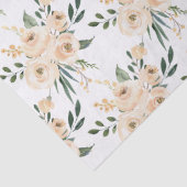 Floral Beige Blush op White Wedding Tissue Paper Tissuepapier (Detail)