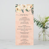 Floral Beige Blush Peach Wedding Menu (Staand voorkant)
