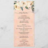 Floral Beige Blush Peach Wedding Menu (Voorkant)
